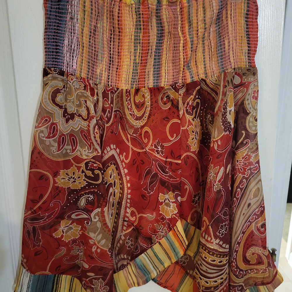 American Rag Asymmetrical Skirt with Red and Yellow Paisley